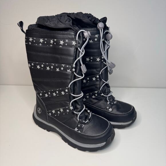 Lands End Girls Snowflake Insulated Snow Boots Waterproof Winter Youth Size 2 - Picture 1 of 9